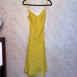 Elegant Yellow Spaghetti Strap Dress